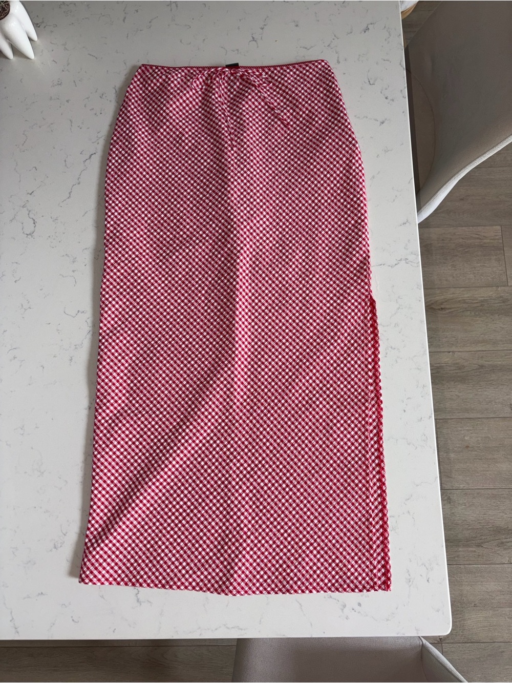 wild fable Red and White Gingham Midi Pencil Skirt